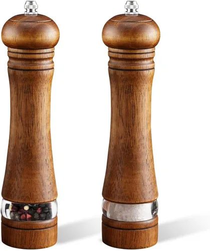 Vista 8 de Juego de Molinillo de Sal y Pimienta de 2 Piezas, Molinillos de Sal y Pimienta de Madera de 6.5 Pulgadas con Grosor Ajustable, Molinillo de Pimienta