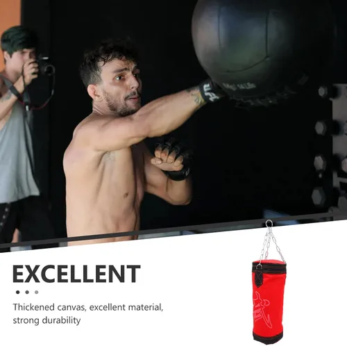 Vista 2 de Saco de arena de lona para entrenamiento de alta resistencia, bolsa de boxeo vacía para adultos, bolsa de entrenamiento de patadas de piel sintética