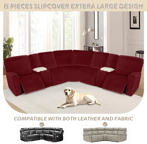Vista 572 de Arfntevss Fundas de sofá seccional reclinable de terciopelo, Funda de sofá seccional de esquina para sofá reclinable, Funda elástica suave