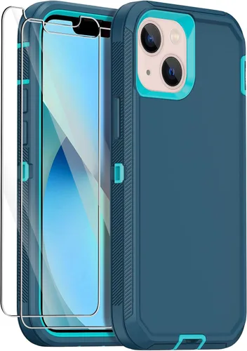 Vista 11 de Funda para iPhone 13 Mini con 2 protectores de pantalla, protección contra caídas a prueba de golpes, cuerpo completo, resistente, 3 capas, militar