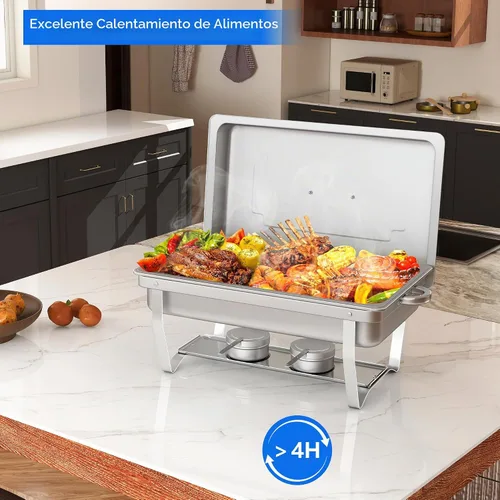 Vista 6 de HARDURA - Juego de platos para bufé, 4 paquetes, 9.5 cuartos de galón Plateado