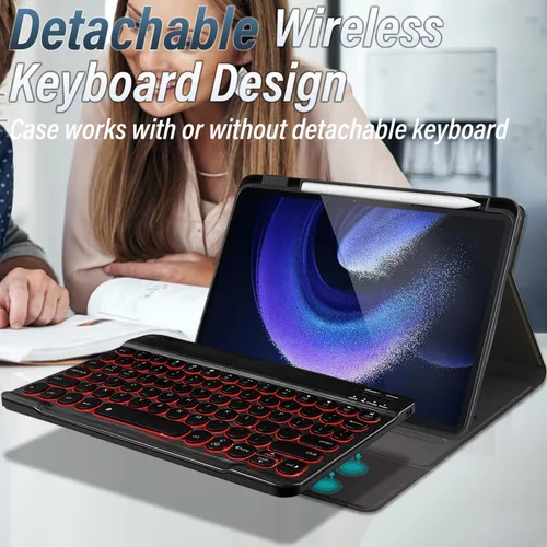 Vista 3 de Funda de teclado retroiluminada para Xiaomi Mi Pad 6/6 Pro (11 pulgadas, modelo 2023), cubierta protectora de teclado inalámbrico desmontable