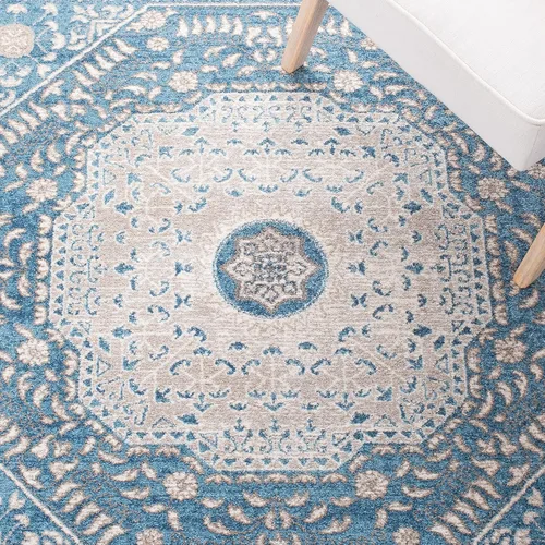 Vista 5 de SAFAVIEH Sofia Collection - Alfombra de pasillo de 2 pies 2 pulgadas x 8 pies, color azul y beige, diseño bohemio tribal envejecido, no desprende