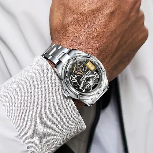 Vista 3 de Relojes automáticos para hombre, diseño propio y modificado 8215, movimiento de pozo de petróleo, diseño de excavación de pozos de petróleo, 164.0