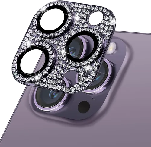 Vista 22 de Protector de lente de cámara para iPhone 13 & iPhone 13 Mini, brillante con diamantes de imitación 3D con purpurina, cubierta de cámara de vidrio
