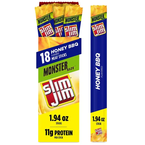 Vista 9 de Slim Jim Monster Jerky Palitos de carne, Teriyaki sazonados, 1.94 onzas, 18