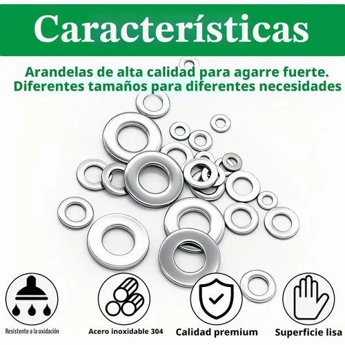 Vista 3 de Kit de surtido de 550 piezas de arandelas planas, 12 tamaños SAE - 1/2, 7/16, 3/8, 5/16, 1/4, 3/16, 12#, 10#, 8#, 6#, 4#, 2#, (18-8) arandelas de SS