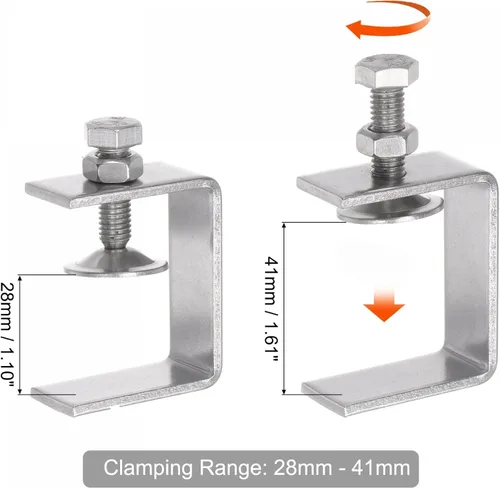 Vista 3 de uxcell Abrazadera en C de acero inoxidable con apertura de mandíbula de 1.811 in de ancho para carpintería Soldadura Edificio Montaje