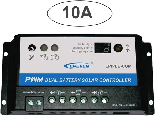 Vista 8 de EPEVER Medidor MT-1 remoto con pantalla LCD para controlador de carga solar EPIPDB-COM Serie 10A/20A Sistema de carga de panel solar de doble batería