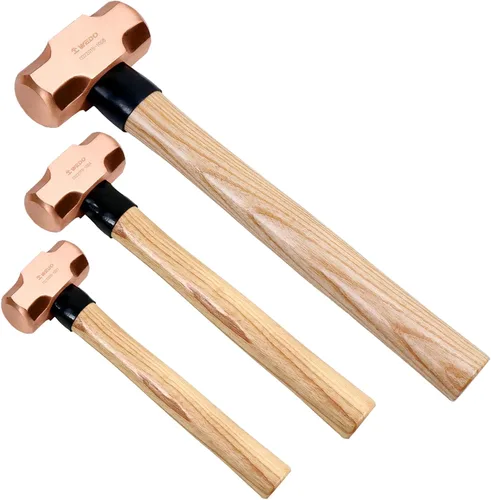 Vista 9 de WEDO Martillo de trineo de cobre con mango de fibra de vidrio, mango largo y recto, longitud de 12 pulgadas, 1 libra