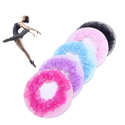 Vista 5 de 8 redes de pelo reutilizables para moño, red elástica con borde de flor para ballet, cubierta de moño de ballet, patinaje, gimnasia, actuación Negro