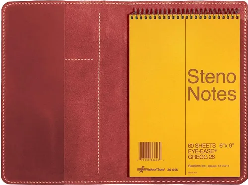 Vista 6 de Funda de cuero personalizada para bloc de notas Steno de 6"x9", cubierta de espiral de cuero hecha a mano, funda folio compatible con bloc de notas