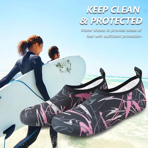 Vista 6 de Deevike Zapatos acuáticos para mujeres y hombres, estilo descalzo, de secado rápido, calcetines de agua sin cordones para playa, piscina, natación