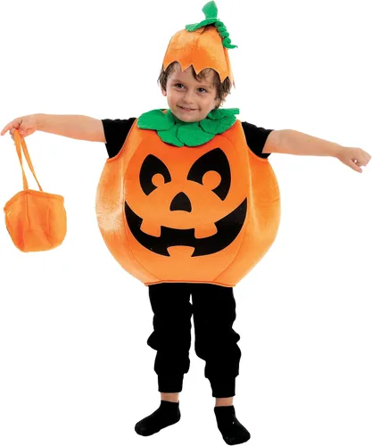 Vista 3 de Spooktacular Creations Halloween Pumpkin Costume Kids with Basket Outfit for Toddler Child Halloween Dress Up Party