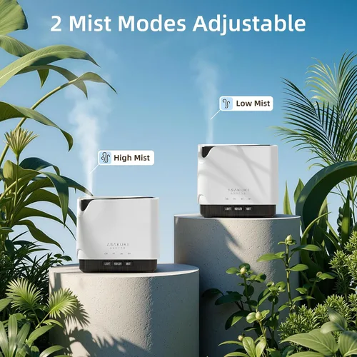 Vista 5 de ASAKUKI Difusor de aceite esencial, humidificador ultrasónico multifuncional para aromaterapia con aceite fragante vaporizador con temporizador