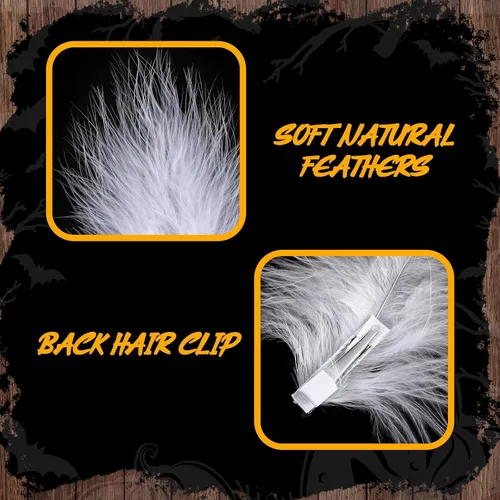Vista 5 de Geyoga 24 pinzas para el pelo de plumas blancas de los años 20 – Elegante accesorio para la cabeza y la aleta para la fiesta nupcial de la boda