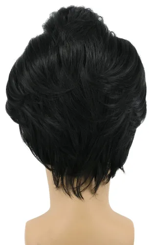 Vista 4 de yuehong Peluca corta negra calva para hombre, peluca de línea capilar Negro