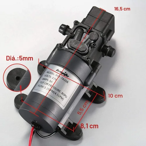 Vista 6 de 12V DC Water Transfer Pump 4.5 L/Min 1.2 GPM 80 PSI