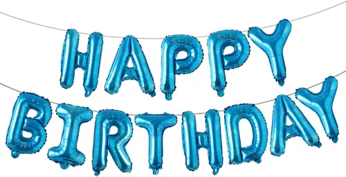 Vista 8 de Globos de cumpleaños con texto en inglés «Happy Birthday», de papel de aluminio para decoración (idioma español no garantizado), Azul Start