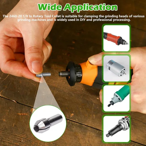 Vista 4 de 42-77-0400 2460-20 1/8 In Herramienta Rotativa Collet Fit para Dremel Color Plata (2 piezas)