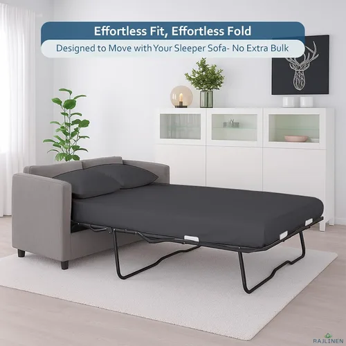 Vista 2 de Rajlinen Juego de sábanas para sofá cama tamaño matrimonial de 52 x 72 pulgadas, color gris oscuro, sábanas para sofá, cama, 100% algodón egipcio