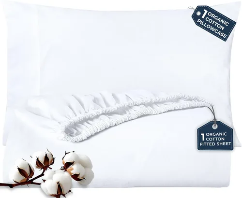 Vista 16 de Royale Linens Sábana bajera con funda de almohada, sábana bajera individual con 1 funda de almohada, 300 hilos, 100% algodón orgánico, se adapta a