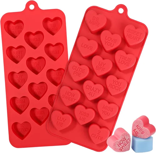 Vista 10 de Webake Molde cuadrado para chocolate, paquete de 2 moldes de silicona para chocolate de conversación, molde de chocolate para parejas románticas