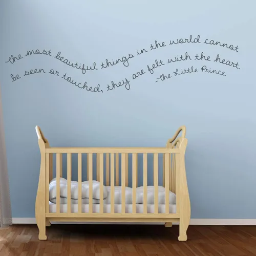 Vista 3 de Calcomanía de pared para cuarto de bebé, fieltro con el corazón, decoración de pared de vinilo con el principito para habitación del bebé