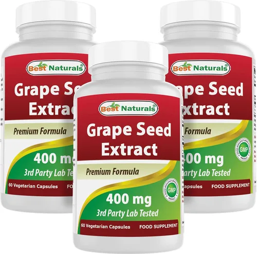Vista 8 de Best Naturals Extracto de semilla de uva 400 mg cápsula vegetariana, 120