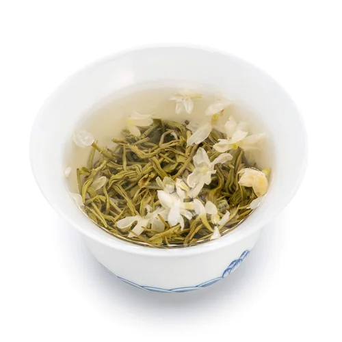 Vista 4 de Oriarm Bi Tan Piao Xue - Té verde jazmín hojas sueltas – Hojas de té verde chino con flores de jazmín – Yuqian 3er grado – 3.53 onzas (3.53 onzas)