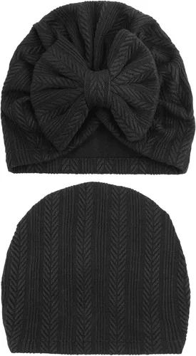 Vista 6 de DRESHOW BQUBO 5 Pieces Newborn Baby Turban Hats Bow Baby Infant Beanie Breathable Toddler Cap for Baby Girls