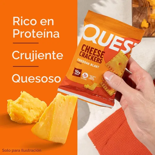 Vista 5 de Galletas de queso Quest Nutrition, explosión de cheddar, 10g de proteína, 5g de carbohidratos netos, 1g de azúcar, hechas con queso real, snack alto