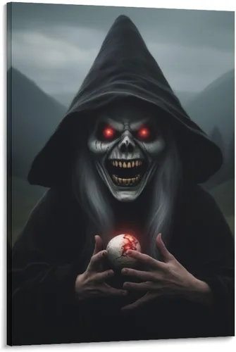 Vista 38 de HHGaoArt Lienzo gótico para pared, póster de fantasmas de Halloween, imagen espeluznante en lienzo