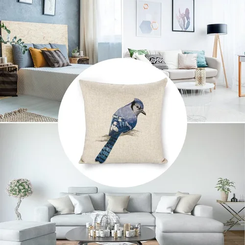 Vista 4 de Golddfinch - Funda de almohada de lino de 18 x 18 pulgadas, funda de cojín decorativa de doble cara para sofá, cama, silla y automóvil