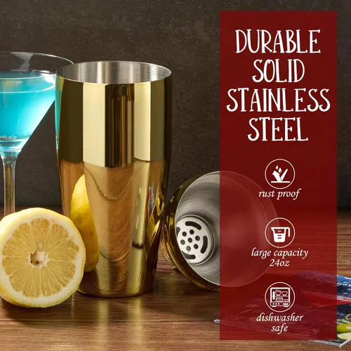 Vista 3 de Set de coctelera para barman: juego de 12 piezas de herramientas de bar con soporte de bambú Juego de barras con todos los accesorios prácticos