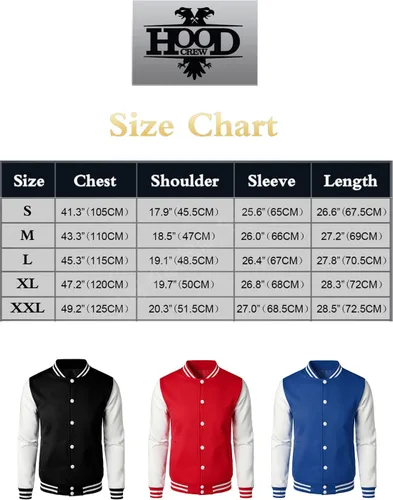 Vista 7 de HOOD CREW Chaquetas universitarias de moda para hombre, abrigo casual de béisbol