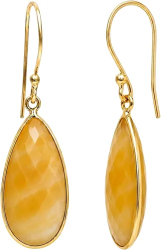 Vista 13 de Gempires - Aretes largos de gota con piedras preciosas facetadas para mujer