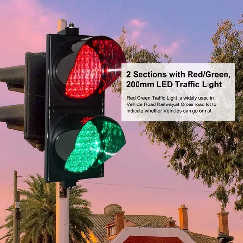Vista 6 de BBMi DC9-36V 200mm (8inch) Señal de tráfico de Stop & Go rojo/verde, IP65 impermeable industrial advertencia LED luz de parada