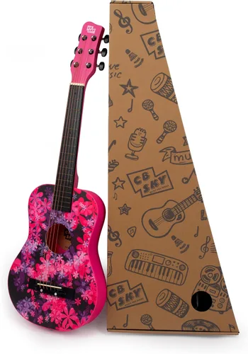 Vista 8 de Guitarra acústica de cuerdas de metal de 30 pulgadas, regalo para niñas, juguetes musicales para niños, instrumento musical (negro-2)