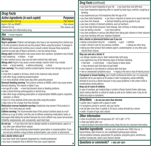 Vista 7 de Excedrin Comprimidos para aliviar la migraña para aliviar los síntomas de la migraña - 200
