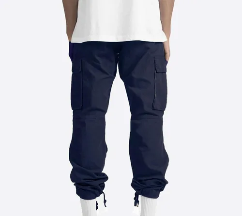 Vista 4 de Pantalones de carga para hombre, pantalones tácticos de senderismo, pantalones holgados de entrenamiento de pierna ancha, elásticos, pantalones
