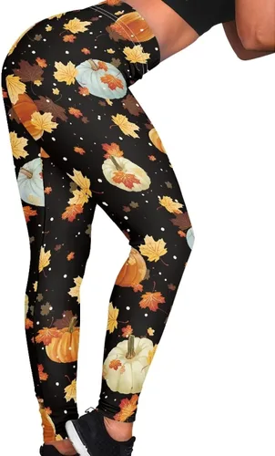 Vista 4 de PZZ BEACH Leggings de yoga de cintura alta, pantalones deportivos largos para acondicionamiento físico con patrón novedoso