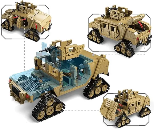 Vista 4 de M1A2 Abrams - Juego de construcción de tanques, modelo militar moderno a escala 1:28 con figuras de soldado, tanque 2 en 1 y vehículo blindado