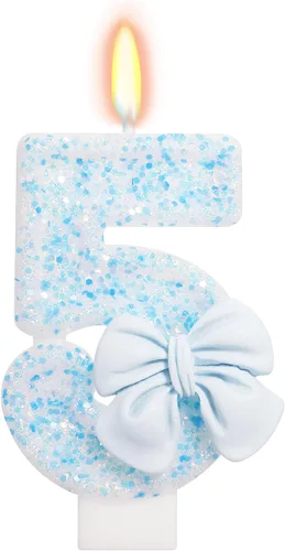 Vista 36 de Vela de cumpleaños para pastel, vela 0 - purpurina rosa con lazo, vela de feliz cumpleaños de 2.76 pulgadas, adorno superior de pastel para fiestas