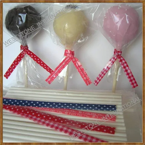 Vista 8 de 100 palitos de piruleta de 6 pulgadas + bolsas de 3 x 5 pulgadas + lazos plateados + 5 palitos transparentes gratis) para caramelos de piruleta Cake