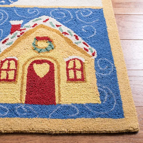 Vista 2 de SAFAVIEH Alfombra decorativa de lana hecha a mano de 2 x 3 pies, colección Chelsea, diseño de temporada, blanco y multicolor, ideal para entrada