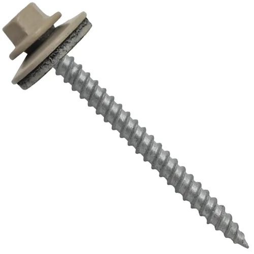 Vista 47 de 12 tornillos para techos de metal gris ABC de 2-1/2 pulgadas, cabezal de arandela hexagonal, arranque automático/roscado, arandela EPDM. 1 bolsa
