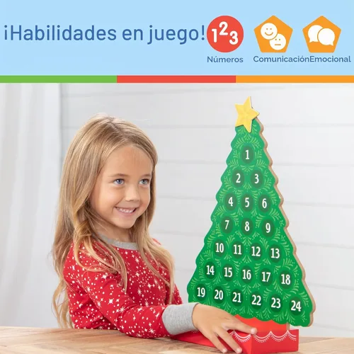 Vista 6 de De Melissa & Doug, calendario de madera con cuenta regresiva a la Navidad, Anaranjado