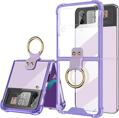 Vista 10 de Funda transparente para Samsung Galaxy Z Flip 6 con anillo, anticaídas a prueba de golpes para Z Flip 6 5G 2024