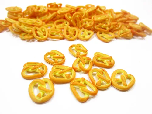 Vista 2 de Lote 20 Pretzel Suelto Panadería Pan Casa de Muñecas Miniaturas Alimentos Suministro 12156 Handmade clay bakery treats group lot, loose mini 20